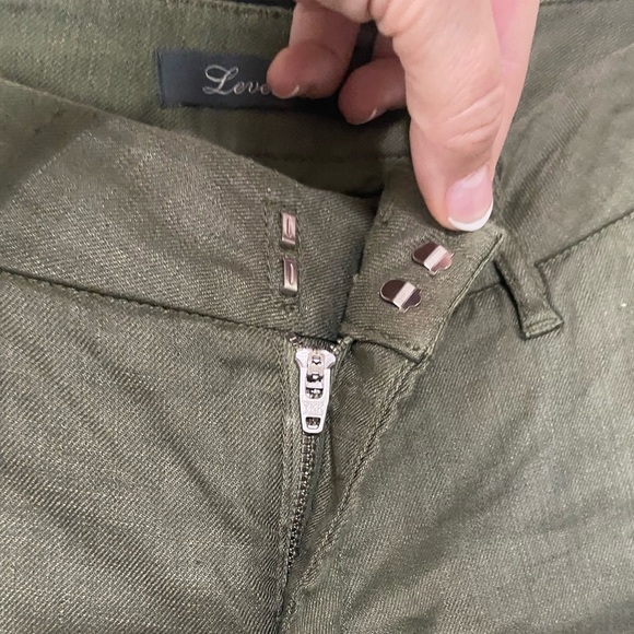 Level 99 green straight leg women's 26 linen blend trouser pants EUC - Picture 3 of 7